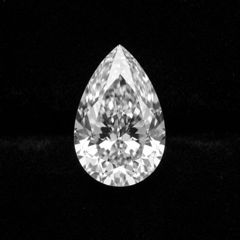 Pear cut diamond, top view