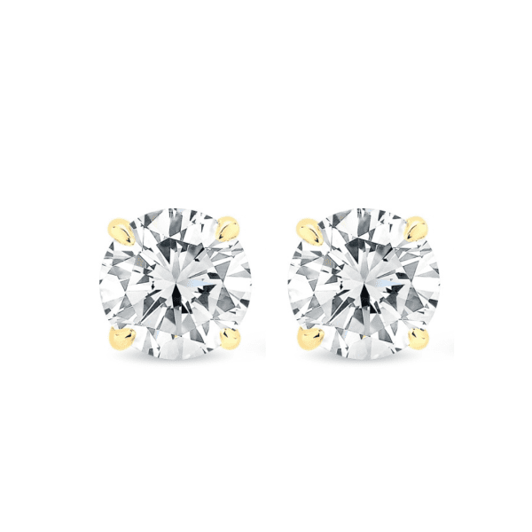 1ct tdw round brilliant cut solitaire lab diamond studs 14k yellow gold