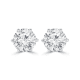 A pair of 2.44ct tdw round brilliant cut lab diamond studs with screw backs, set in white metal prongs, are positioned side by side on a white background. These earrings sparkle with clarity, reflecting light and showcasing their brilliance and symmetry.