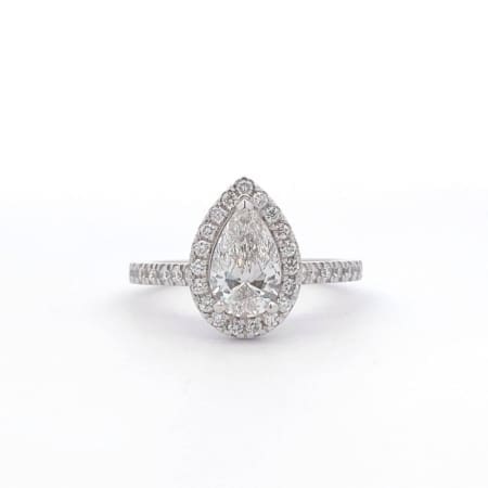 Elegant 1.50ct Pear Lab Diamond Engagement Ring with Halo. A beautiful fusion of classic design and modern sparkle, crafted to celebrate your love.