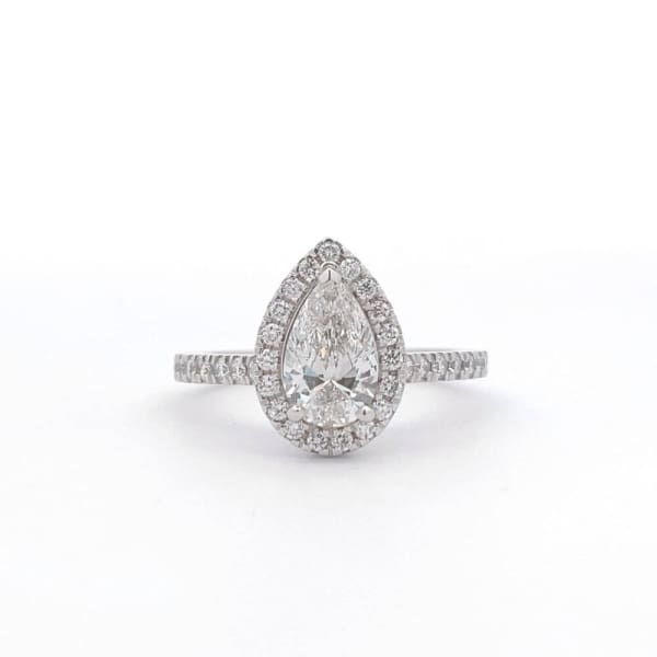 Elegant 1.50ct Pear Lab Diamond Engagement Ring with Halo. A beautiful fusion of classic design and modern sparkle, crafted to celebrate your love.