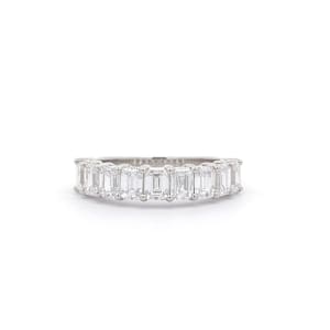 2.05ct Emerald Lab Diamond Half Eternity Ring - Lab Diamond Half Eternity Rings