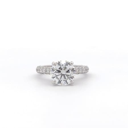 2.66ct Round Lab Diamond On 3 Row Pave Engagement Ring