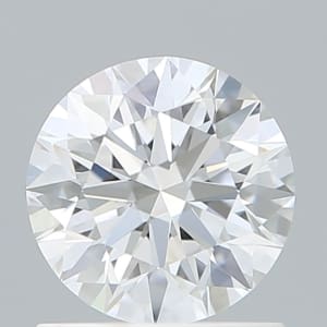 A close-up image of a round brilliant-cut diamond, showcasing its intricate facets and clear, sparkling appearance. The diamond is positioned against a plain, light background, highlighting its brilliance and clarity.