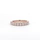 The 1.10ct Round Brilliant Cut Lab Diamond Wedding Ring in rose gold showcases a row of round-cut diamonds elegantly set in a minimalist band, perfectly presented against a plain white background.